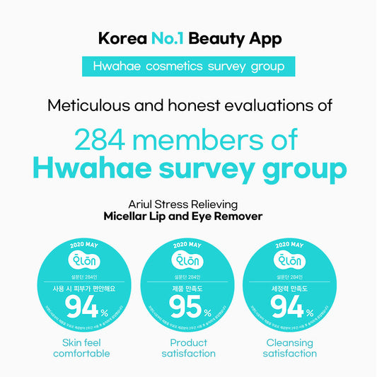 ARIUL Stress Relieving Micellar Lip and Eye Remover - 100ml/300ml