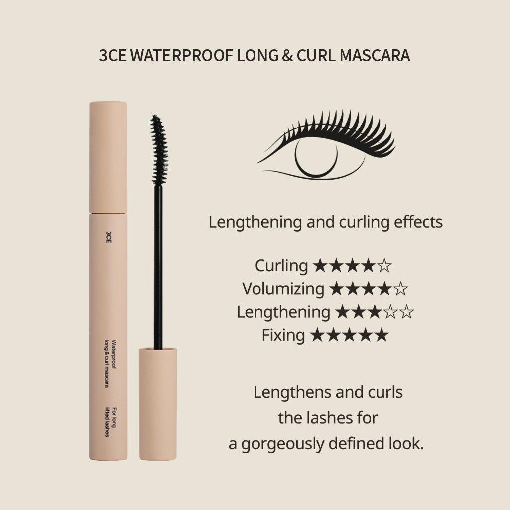 3CE Waterproof Long & Curl Mascara #Black