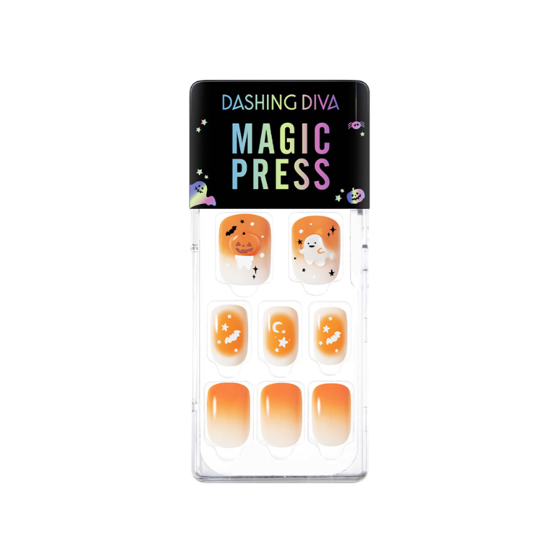 DASHING DIVA Magic Press Regular Round Mani Pumpkin Ghost MDR3F001RR