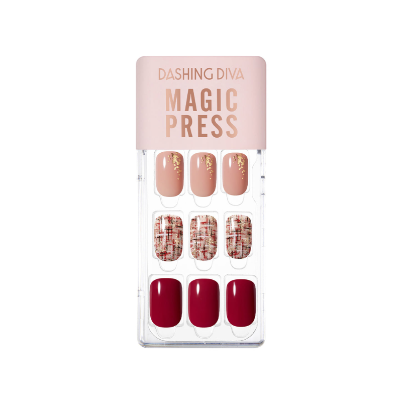 DASHING DIVA Magic Press Regular Round Mani Red Tweed MDR3F044RR