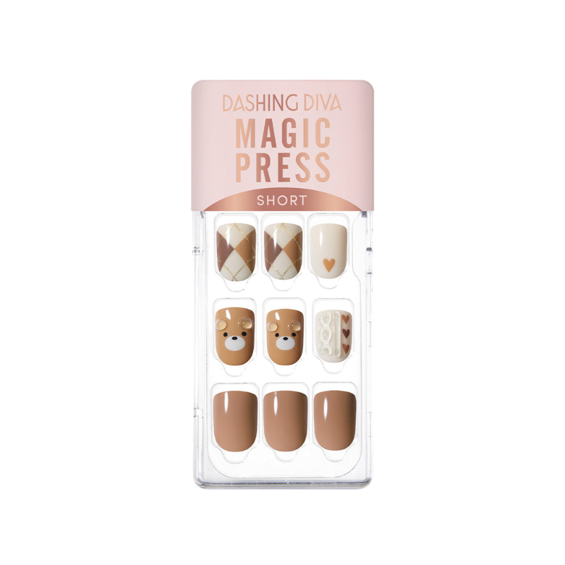 DASHING DIVA Magic Press Short Square Mani Knit Bear MDR3F056SS