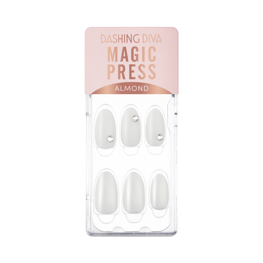 DASHING DIVA Magic Press Almond Mani Clear White MDR3P041AL