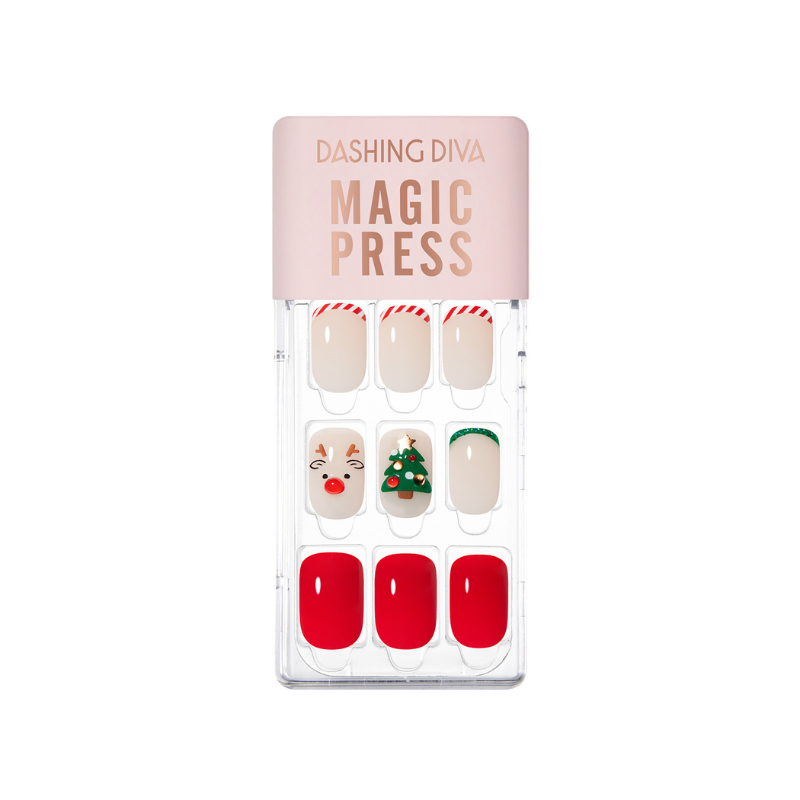 DASHING DIVA Magic Press Regular Round Mani Merry Rudolph MDR3W019RR
