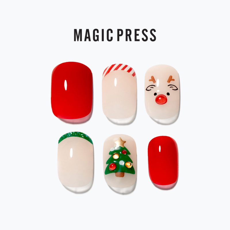 DASHING DIVA Magic Press Regular Round Mani Merry Rudolph MDR3W019RR