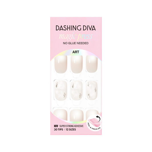 DASHING DIVA Magic Press Regular Round Mani White Marble MDR4P007RR