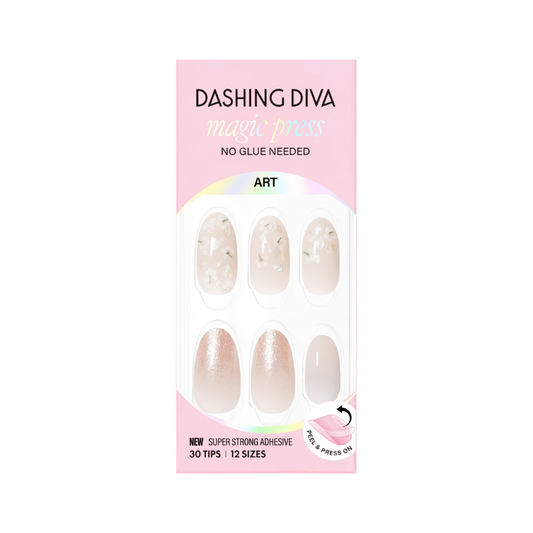 DASHING DIVA Magic Press Almond Mani White Floral MDR4P024AL