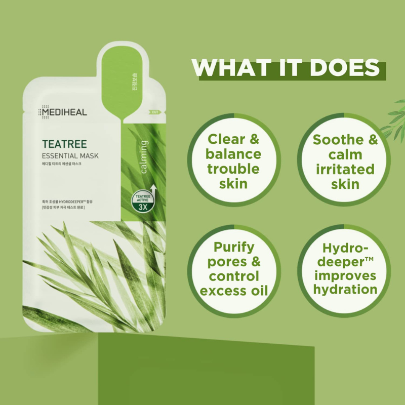Mediheal Tea Tree Essential Mask _ Calming Moisture (10ea)