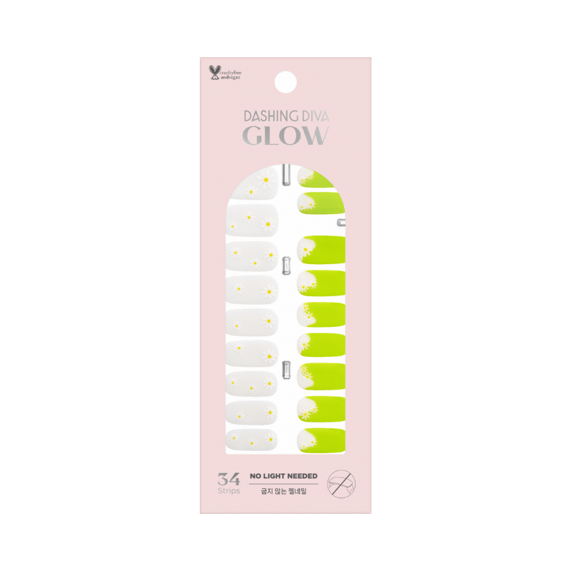 DASHING DIVA Glow Gel Strip Mani Lime Daisy WMA014