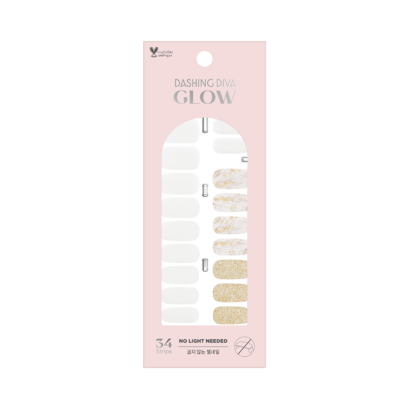 DASHING DIVA Glow Gel Strip Mani Classy White WMA015