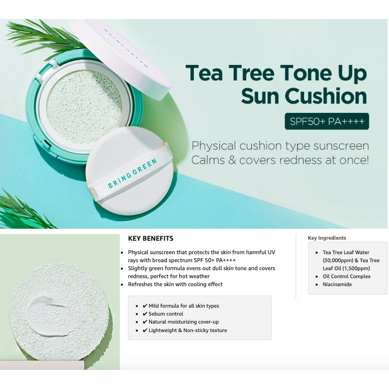 BRINGGREEN Tea Tree Cica Tone Up Sun Cushion 15g