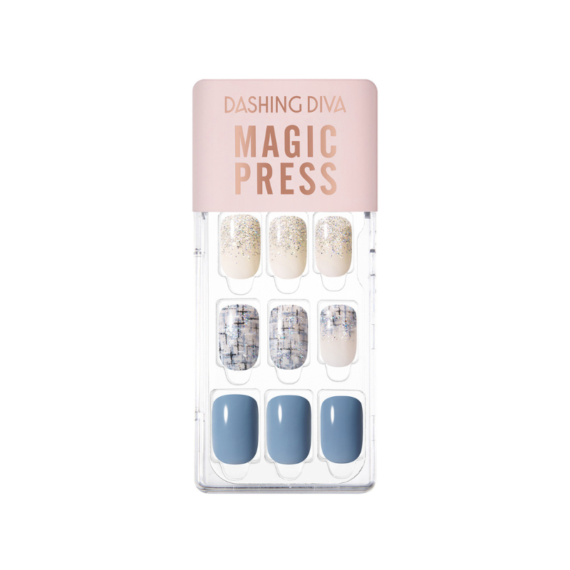 DASHING DIVA Magic Press Regular Round Mani Blue Tweed MDR3F011RR