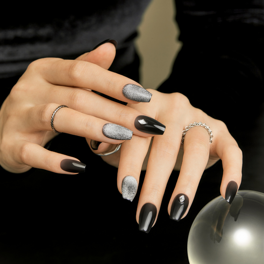 DASHING DIVA Magic Press Premium Coffin Mani Black Flash MDR3F035PC