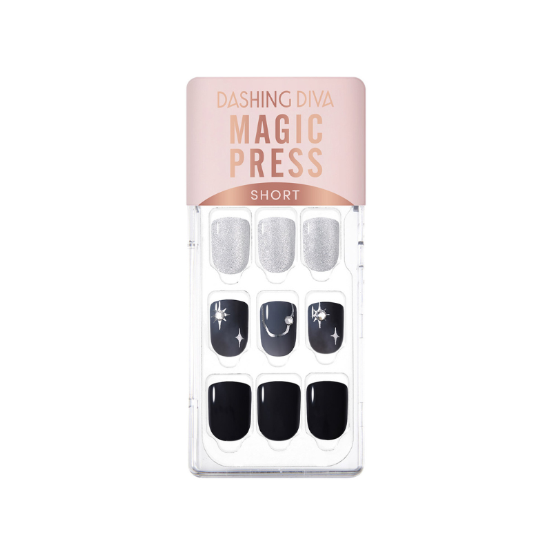 DASHING DIVA Magic Press Short Mani Square Dark Stella MDR3F048SS