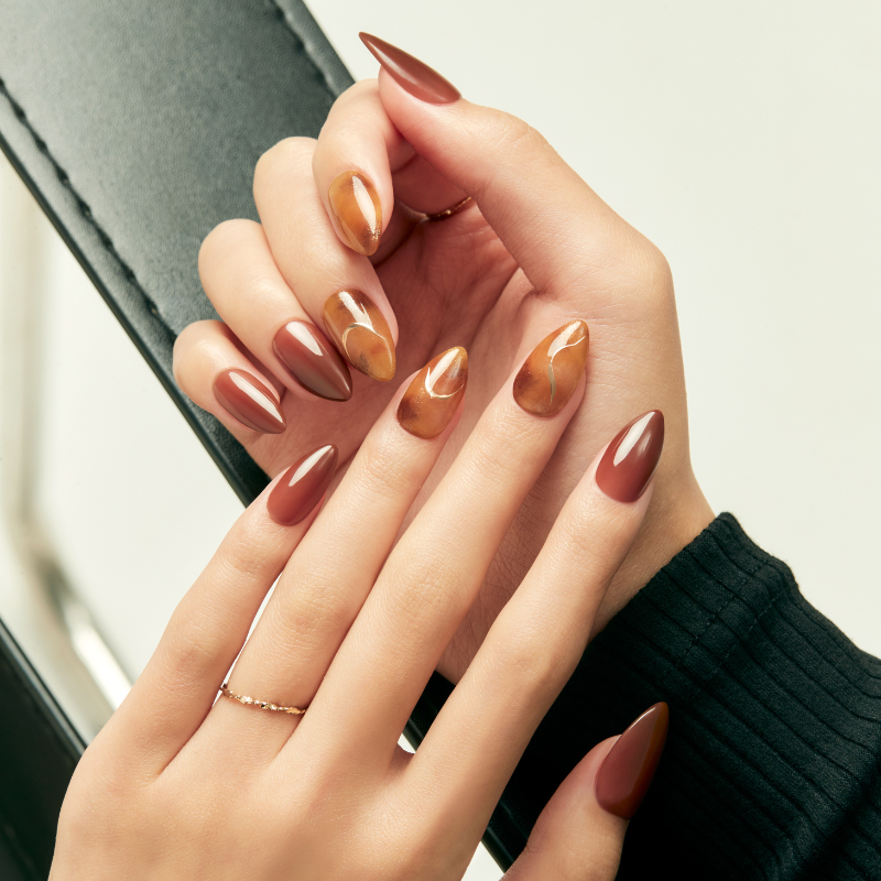 DASHING DIVA Magic Press Stiletto Mani Brown Amber MDR3F025ST