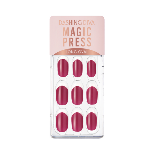 DASHING DIVA Magic Press Long Oval Mani Burgundy Glass Edge MWK048OL