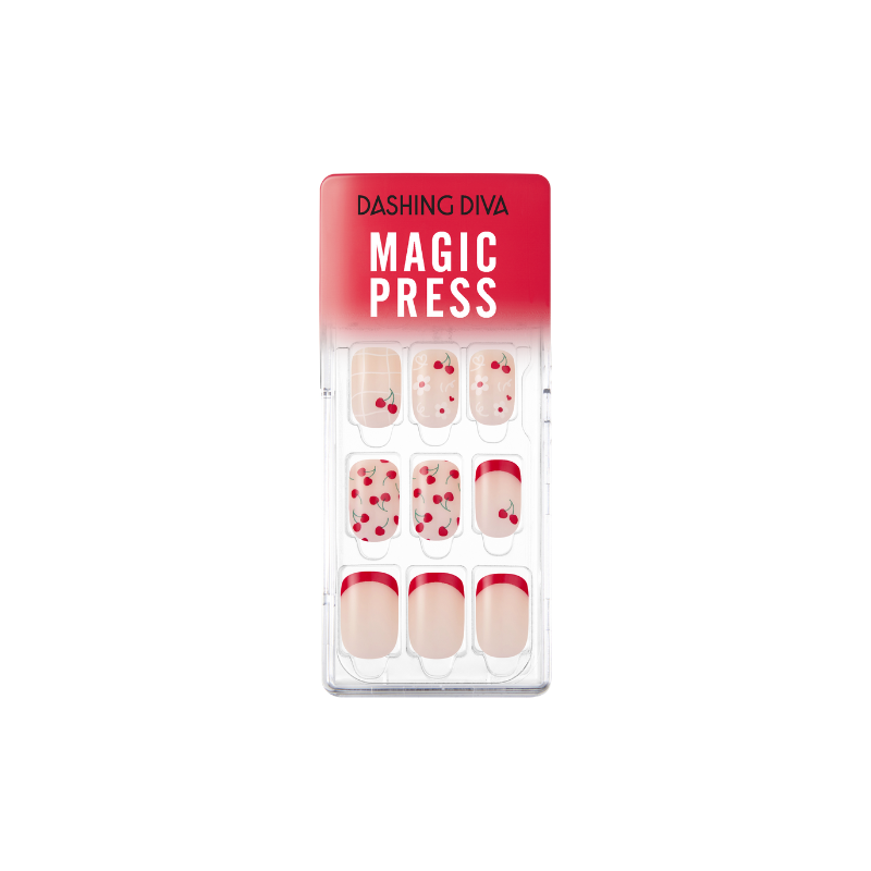 DASHING DIVA Magic Press Regular Round Mani Cherry Flower MDR3P035RR