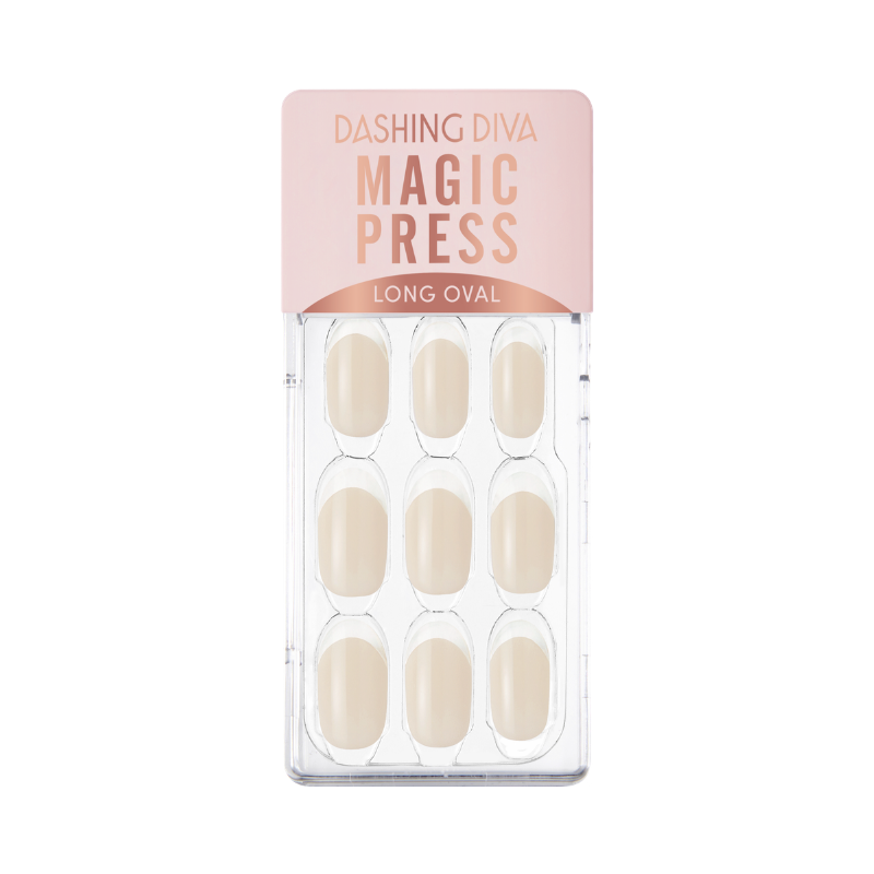 DASHING DIVA Magic Press Glass Edge Long Oval Mani Cream Glass Edge MWK043OL