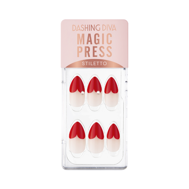 DASHING DIVA Magic Press Sweet Heart Stiletto Mani Heart French MWK037ST