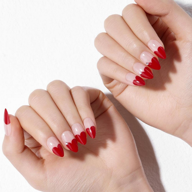 DASHING DIVA Magic Press Sweet Heart Stiletto Mani Heart French MWK037ST