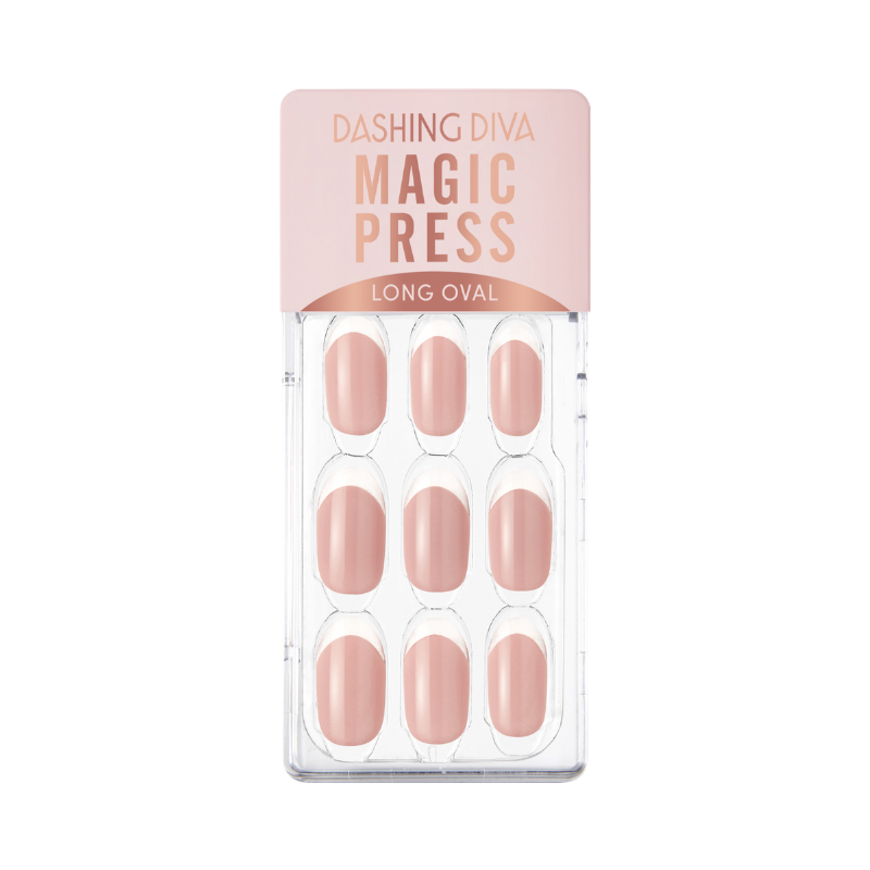 DASHING DIVA Magic Press Glass Edge Long Oval Mani Pink Glass Edge MWK045OL