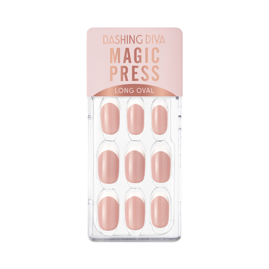 DASHING DIVA Magic Press Glass Edge Long Oval Mani Pink Glass Edge MWK045OL