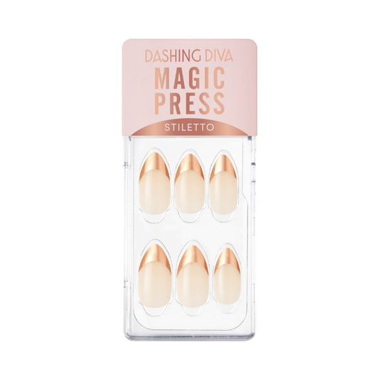 DASHING DIVA Magic Press Soft Metallic Stiletto Mani Rose Gold Edge French MWK020ST