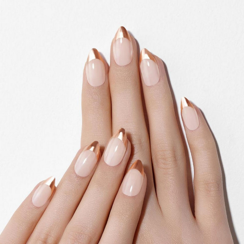 DASHING DIVA Magic Press Soft Metallic Stiletto Mani Rose Gold Edge French MWK020ST