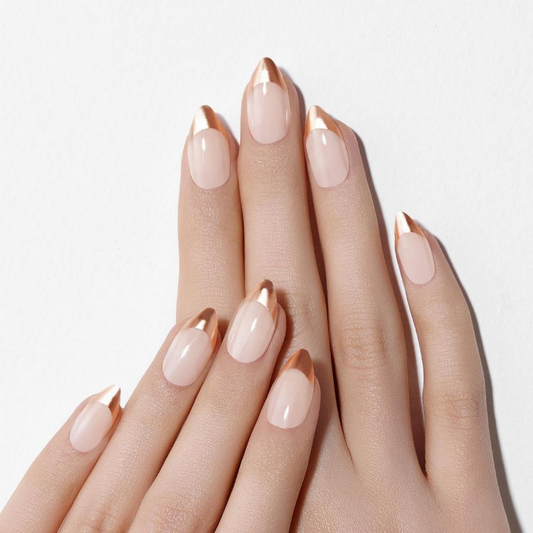 DASHING DIVA Magic Press Soft Metallic Stiletto Mani Rose Gold Edge French MWK020ST