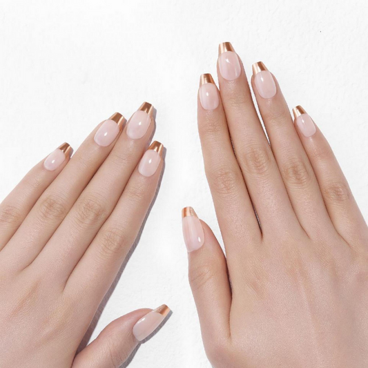 DASHING DIVA Magic Press Soft Metallic Coffin Mani Rose Gold Chic French MWK022CF