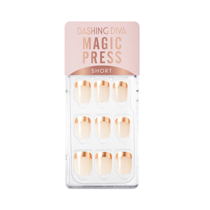 DASHING DIVA Magic Press Soft Metallic Short Mani Rose Gold French MWK018SS