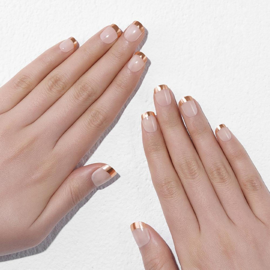 DASHING DIVA Magic Press Soft Metallic Short Mani Rose Gold French MWK018SS