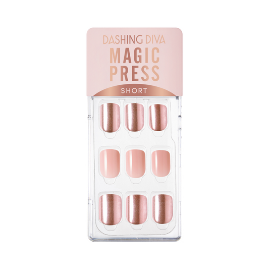 DASHING DIVA Magic Press Soft Metallic Short Mani Soft Pink Gold MWK016SS