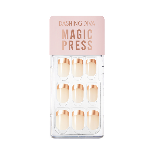 DASHING DIVA Magic Press Soft Metallic Mani Rose Gold Slim French MWK014