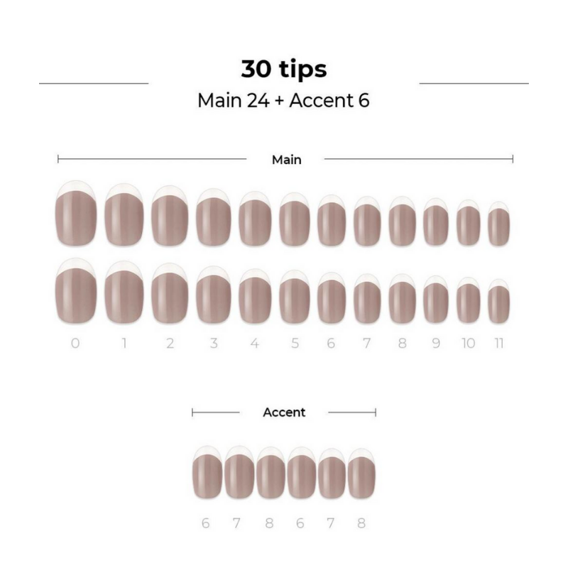 DASHING DIVA Magic Press Glass Edge Long Oval Mani Taupe Glass Edge MWK047OL