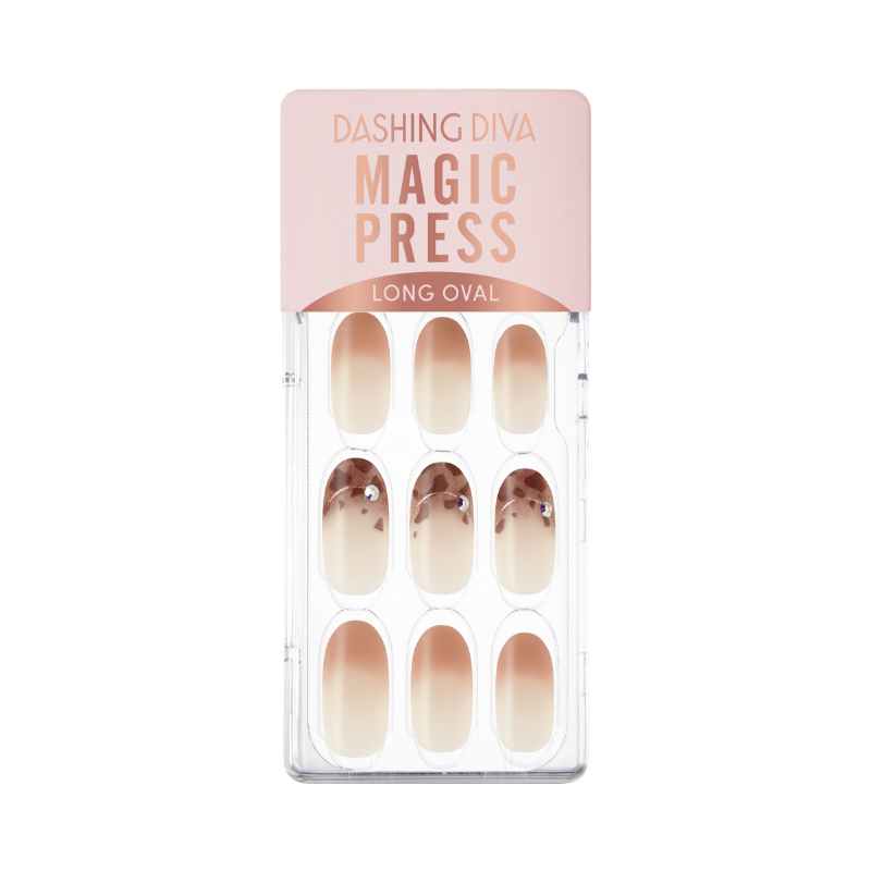 DASHING DIVA Magic Press Long Oval Autumn Mani Amber French MDR1059OL