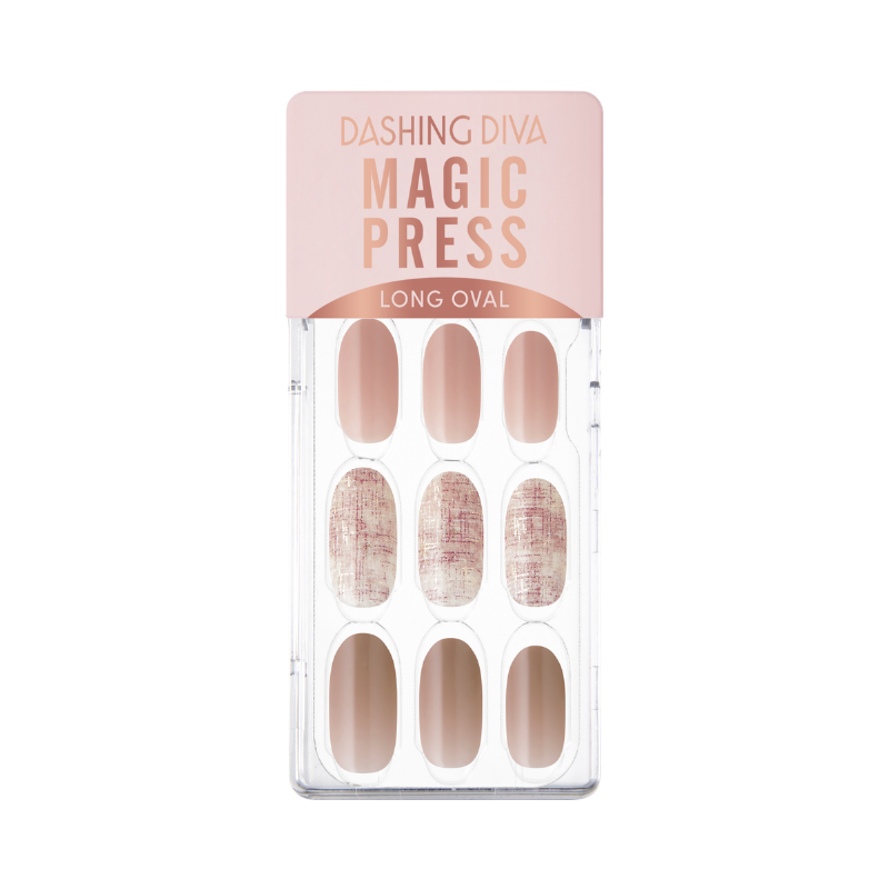 DASHING DIVA Magic Press Long Oval Autumn Mani Sheer Rose Tweed MDR1058OL