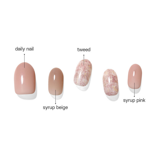 DASHING DIVA Magic Press Long Oval Autumn Mani Sheer Rose Tweed MDR1058OL
