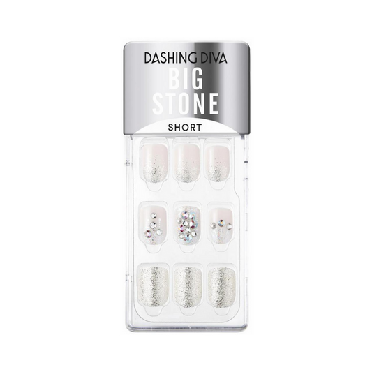 DASHING DIVA Magic Press Big Stone Glitter Bomb Short Mani Shine Blanc MDR865PS
