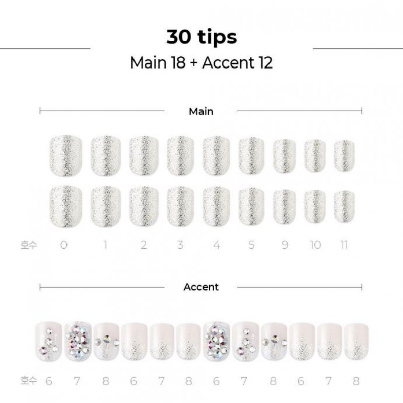 DASHING DIVA Magic Press Big Stone Glitter Bomb Short Mani Shine Blanc MDR865PS