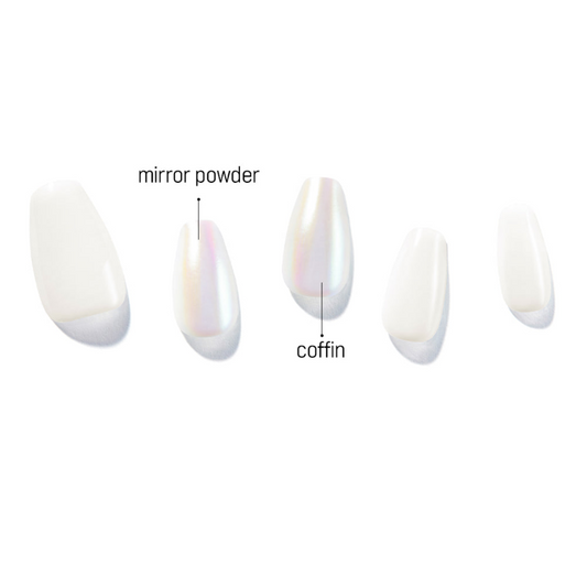 DASHING DIVA Magic Press Coffin Glow Up Mani White Pearl Shine MDR976CF