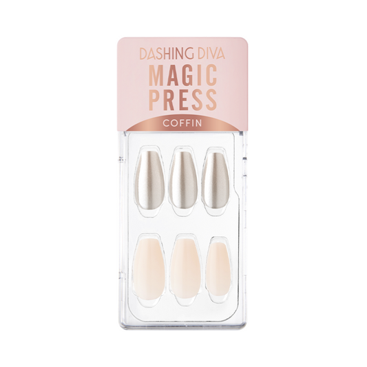 DASHING DIVA Magic Press Coffin Mani Blanc Metal MDR1029CF