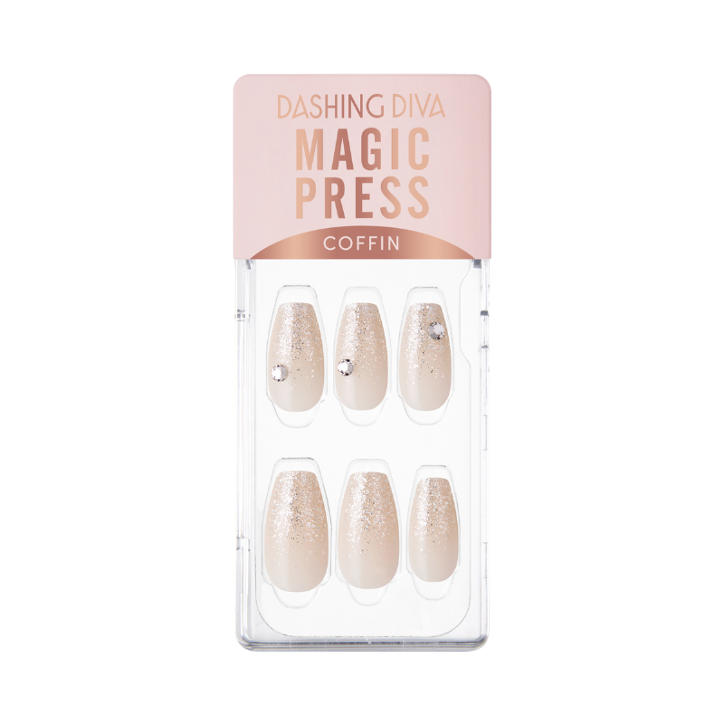 DASHING DIVA Magic Press Coffin Mani Crystal Champagne MDR2F058CF