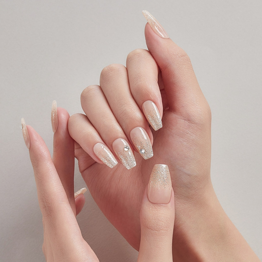 DASHING DIVA Magic Press Coffin Mani Crystal Champagne MDR2F058CF