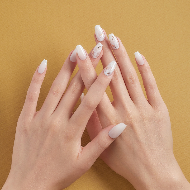 DASHING DIVA Magic Press Coffin Mani Gorgeous White MDR2F070CF