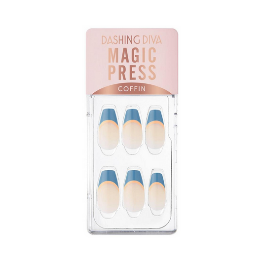 DASHING DIVA Magic Press Coffin Two Tone French Mani Blue Orange MWK108CF