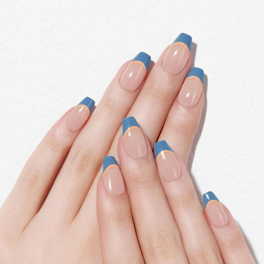 DASHING DIVA Magic Press Coffin Two Tone French Mani Blue Orange MWK108CF