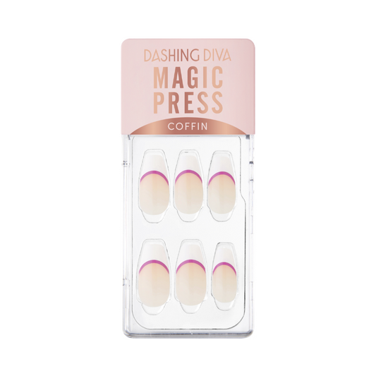 DASHING DIVA Magic Press Coffin Two Tone French Mani White Purple MWK107CF