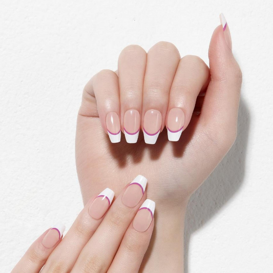 DASHING DIVA Magic Press Coffin Two Tone French Mani White Purple MWK107CF