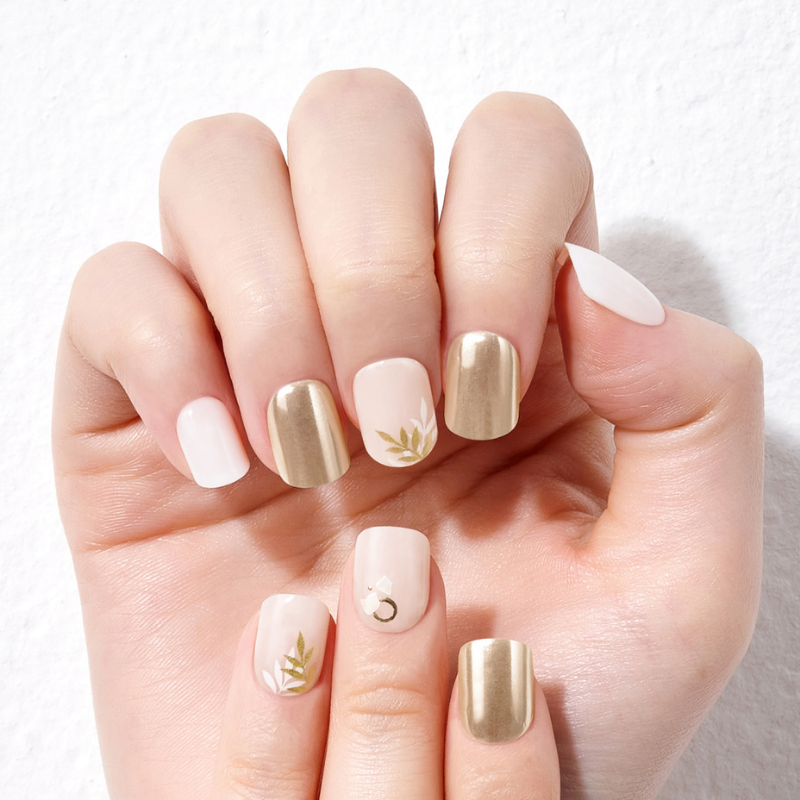 DASHING DIVA Magic Press Design Art Mani Gold Palm Tree MDR1041SS