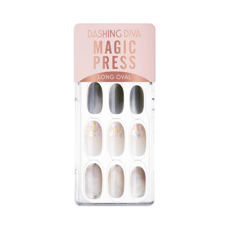 DASHING DIVA Magic Press Long Oval Mani Elegant Detail MGL2W037OL